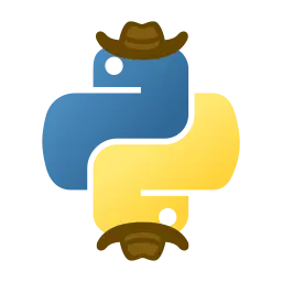 the python logo with two cowboy hats for each snake